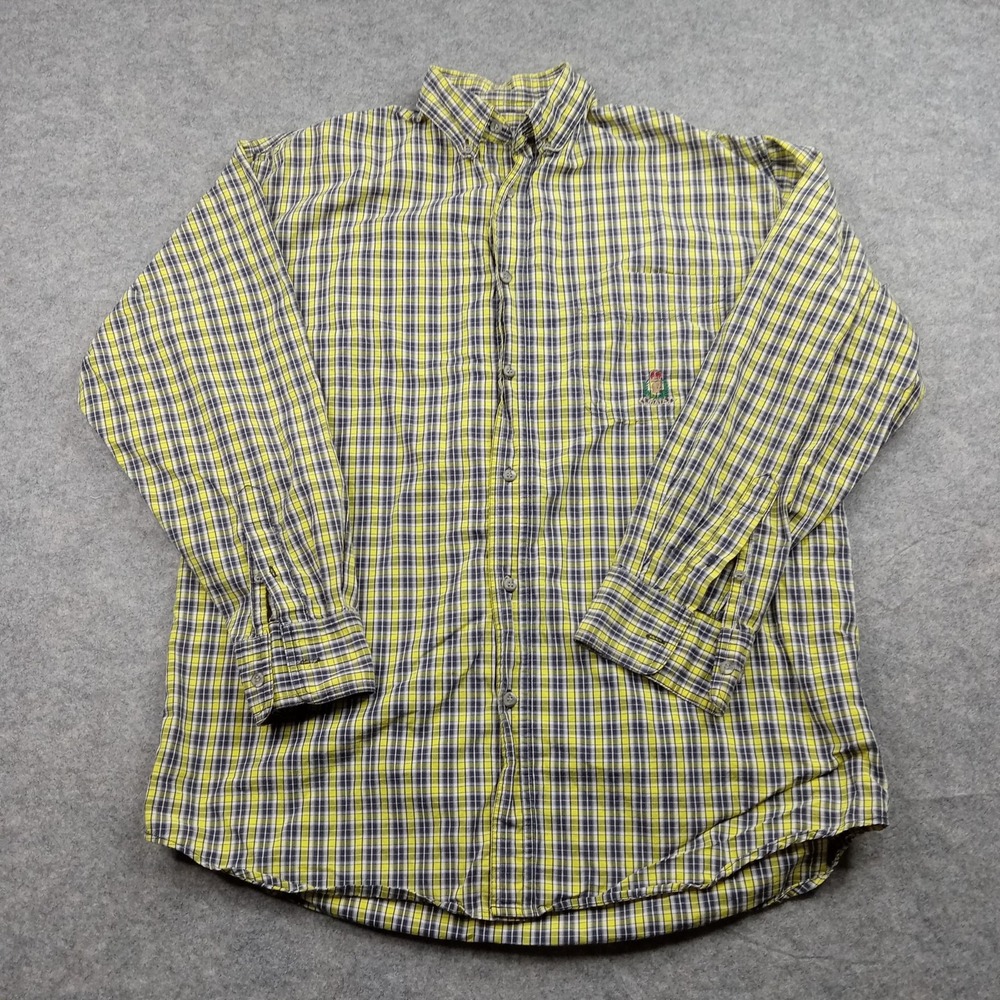 Wrangler Shirt Mens Medium Yellow Plaid Button Down Western Riata Cowboy Rodeo